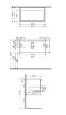 RAK Ceramics Joy Uno Wall Hung 1 Drawer Vanity With Basin 800mm Moka Walnut UNOWH080MOK + JOYDI08101WH