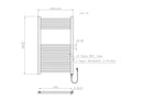 Electric Straight Towel Rail 500 x 800mm 150W Thermostatic ETSTR508C