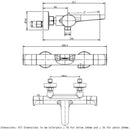 RAK Ceramics Wall Mounted Exposed Thermostatic Bath Shower Mixer - Chrome RAKITA3009C