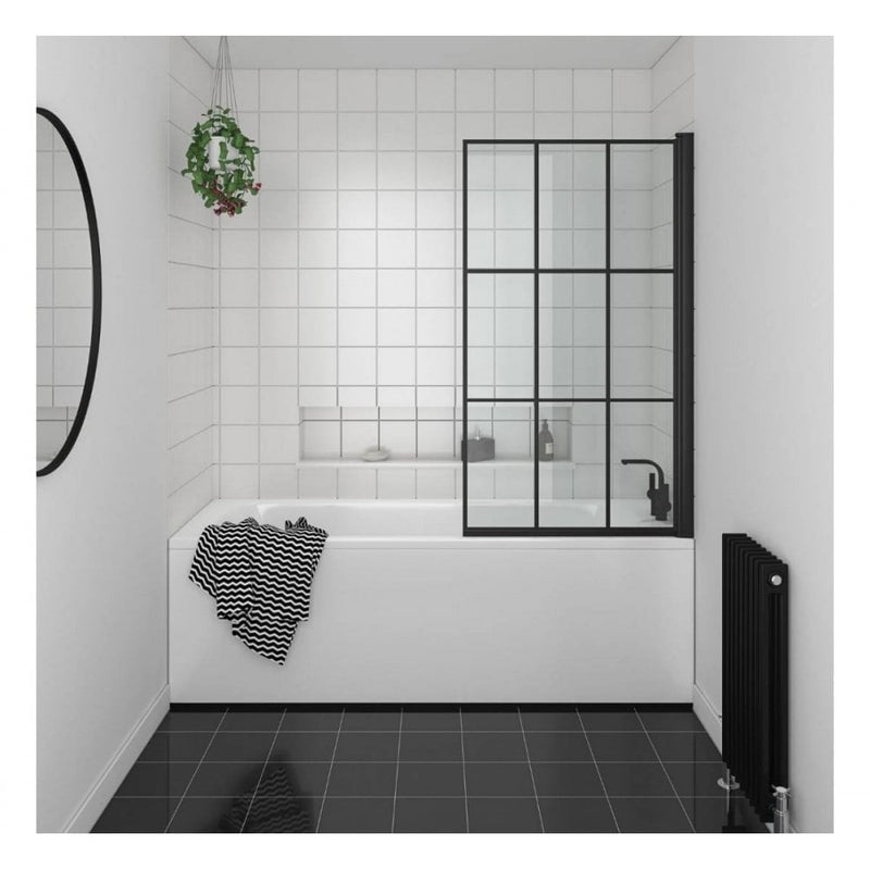 Essential Designer Matrix 1400x800mm Bath Screen - Matt Black EB310