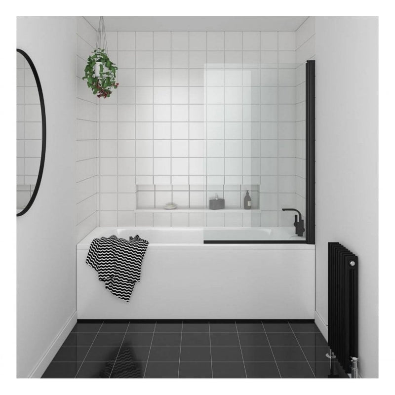 Essential Designer 1400x850mm Bath Screen - Matt Black EB314