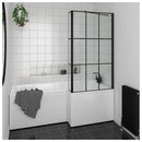 Essential Designer Matrix 1400x850mm L-Shaped Bath Screen - Matt Black EB313