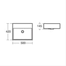 Armitage Shanks Edit S 500x420mm Wall Hung Basin 0 Tap Holes S080401