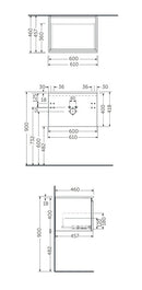 RAK Ceramics Joy Uno Wall Hung 1 Drawer Vanity With Basin 600mm Urban Grey UNOWH060UGY + JOYDI06101WH