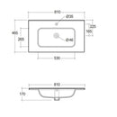RAK Ceramics Joy 810mm In-Countertop Basin 1 Tap Hole JOYDI08101WH
