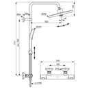 Ideal Standard Ceratherm T25+ Thermostatic Shower System with 260mm 2 Function Showerhead 100mm 2 Function Handspray and 1.75m idealflex Hose - Chrome A7211AA