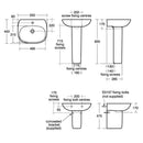 Ideal Standard Tesi 550mm Basin With Pedestal 1 Tap Hole - White T028001
