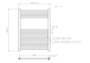 22mm Straight Towel Rail 600x800mm Brushed Brass STR608BRASS