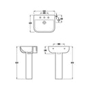 Rak Ceramics Series 600 With Full Pedestal 520mm Basin White S60052BAS1 + S600PED