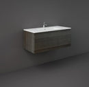 RAK Ceramics Joy Uno Wall Hung Vanity With Basin 1000mm Moka Walnut UNOWH100MOK + JOYDI10101WH