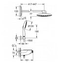 Grohe Rainshower System Smartcontrol Mono 360 Combi Shower System With Thermostat, Exposed/concealed