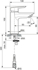 Ideal Standard Tesi Basin Mixer Tap A6587AA Chrome