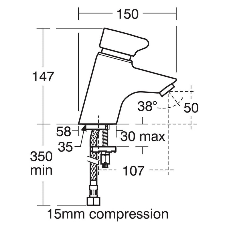 Armitage Shanks Avon 21 Self Closing Basin Mixer Tap B8263AA