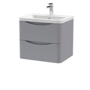 Anas Alphi Lunar 600mm Contemporary Wall Hung Vanity with 2 Soft Close Drawers and Ceramic Basin