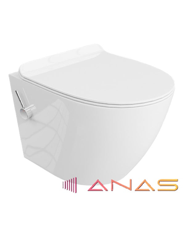 Anas Rimless Toilet Wc Pan With Bidet Function And Soft Close Seat