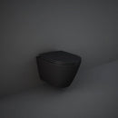 Rak Ceramics Feeling Rimless Wall Hung Toilet Pan Matt Black Soft Close Seat