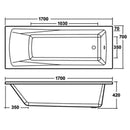 Karla Rak Ceramics Acrylic Bath 5mm Single Ended Inc Legs 1700x700