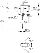 Grohe BauEdge Basin S Smooth Body - Chrome 23330000