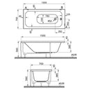 Vitra Balance Single Ended Rectangular Bath 1500x700mm Acrylic White 55230001000