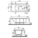 Vitra Neon Single Ended Rectangular Bath 1500x700mm Acrylic White 52510001000