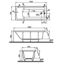 Vitra Neon Single Ended Rectangular Bath 1600x700mm Acrylic White 52520001000