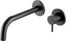 JTP Vos 2 Hole Wall Mounted Matt Black Basin Mixer Tap 200mm Spout Reach with Designer Handle