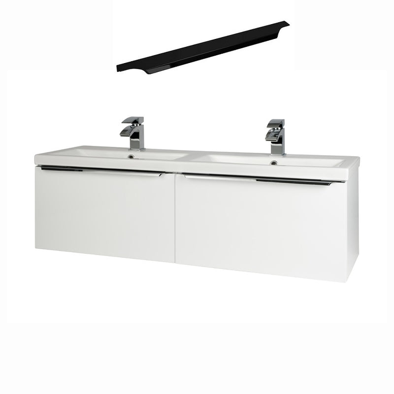 Kore Modern Wall Mounted Vanity Drawer Unit & Ceramic Basin - White Gloss