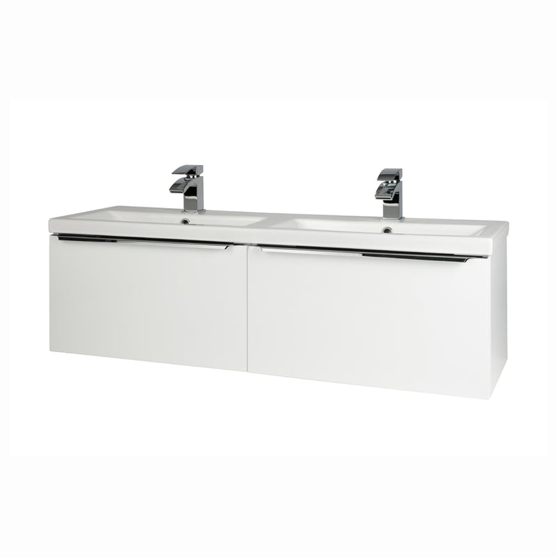 Kore Modern Wall Mounted Vanity Drawer Unit & Ceramic Basin - White Gloss