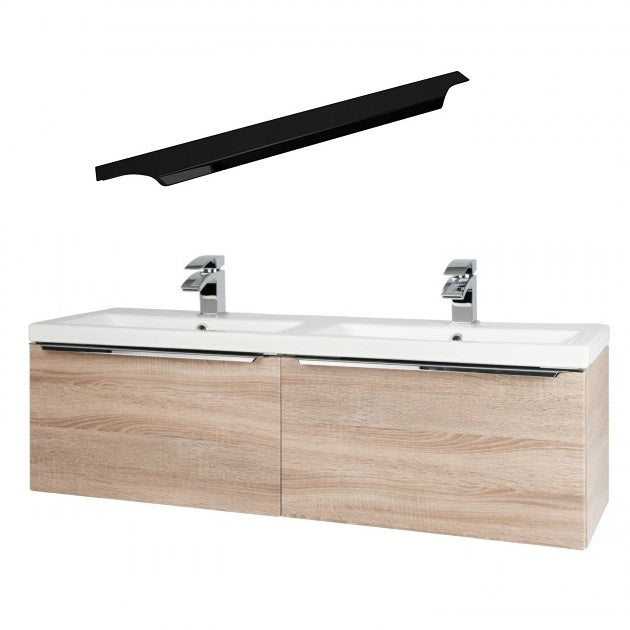 Kore Modern 500/600/800/1200 Wall Mounted Vanity Drawer Unit & Ceramic Basin – Sonoma Oak