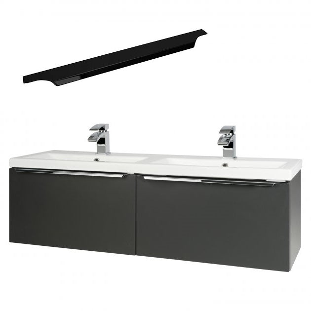 Kore Modern 500-1200mm Wall Mounted Vanity Drawer Unit Ceramic Basin – Matt Dark Grey