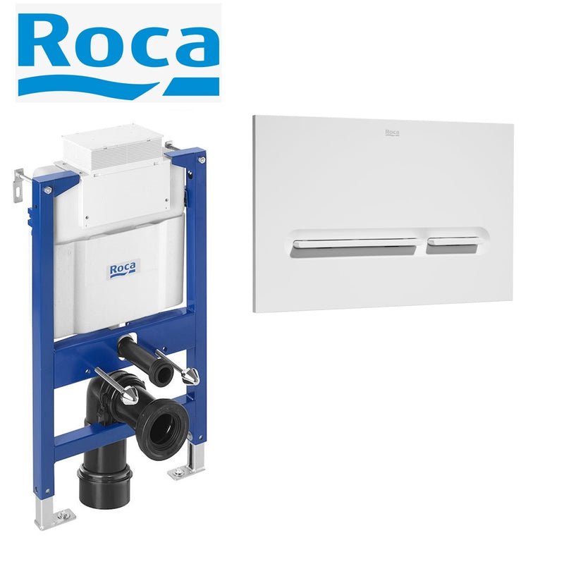 Roca Duplo 0.82 Concealed Cistern WC Frame & PL5 Flush Plate For Rimless Toilet