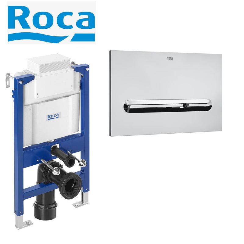 Roca Duplo 0.82 Concealed Cistern WC Frame & PL5 Flush Plate For Rimless Toilet