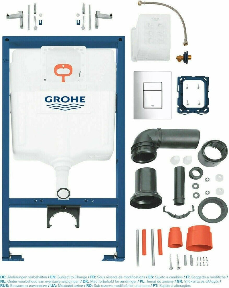 GROHE CONCEALED WC CISTERN TOILET FRAME WITH SKATE CHROME FLUSH PLATE 38772001