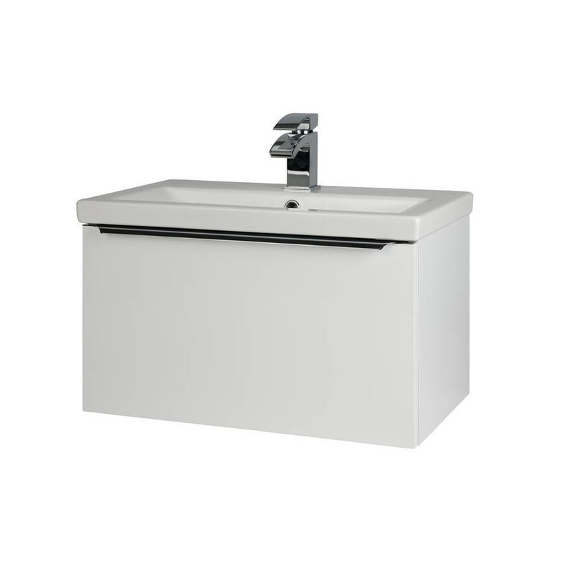 Kore Modern Wall Mounted Vanity Drawer Unit & Ceramic Basin - White Gloss