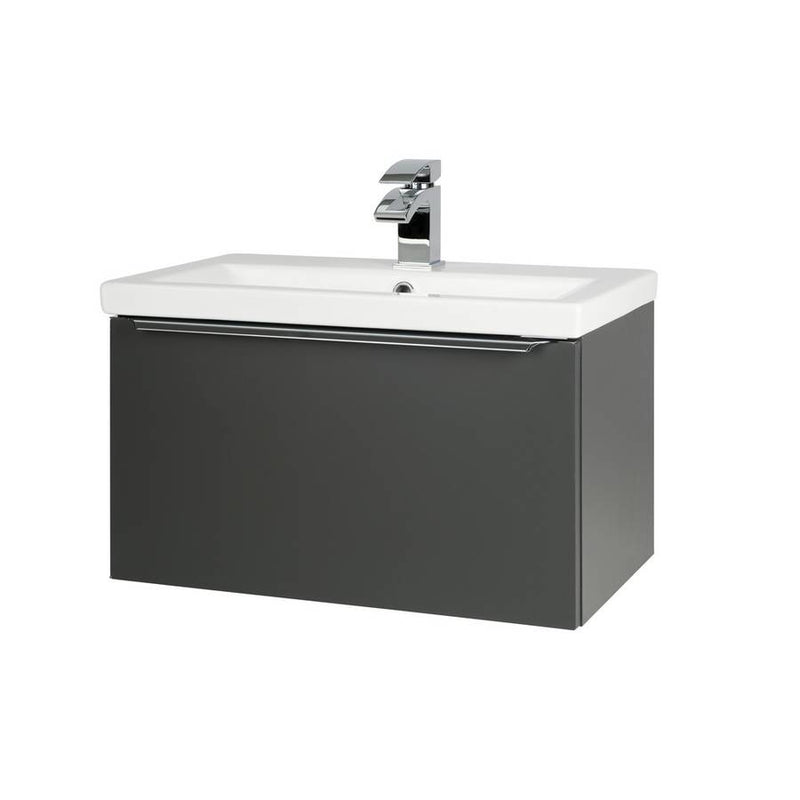 Kore Modern 500-1200mm Wall Mounted Vanity Drawer Unit Ceramic Basin – Matt Dark Grey