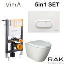 RIMLESS TOILET PAN RAK RESORT WALL HUNG & VITRA 1.0 CONCEALED FRAME CISTERN
