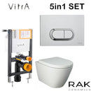 RIMLESS TOILET PAN RAK RESORT WALL HUNG & VITRA 1.0 CONCEALED FRAME CISTERN