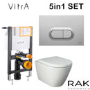RIMLESS TOILET PAN RAK RESORT WALL HUNG & VITRA 1.0 CONCEALED FRAME CISTERN