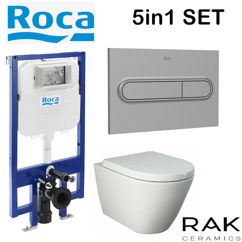 ROCA COMPACT CONCEALED CISTERN WC SLIM 80MM 8900800A0 FRAME RAK RESORT RIMLESS WALL HUNG TOILET PAN