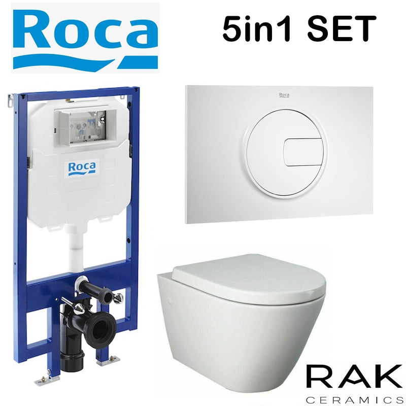 ROCA COMPACT CONCEALED CISTERN WC SLIM 80MM 8900800A0 FRAME RIMLESS WALL HUNG TOILET PAN