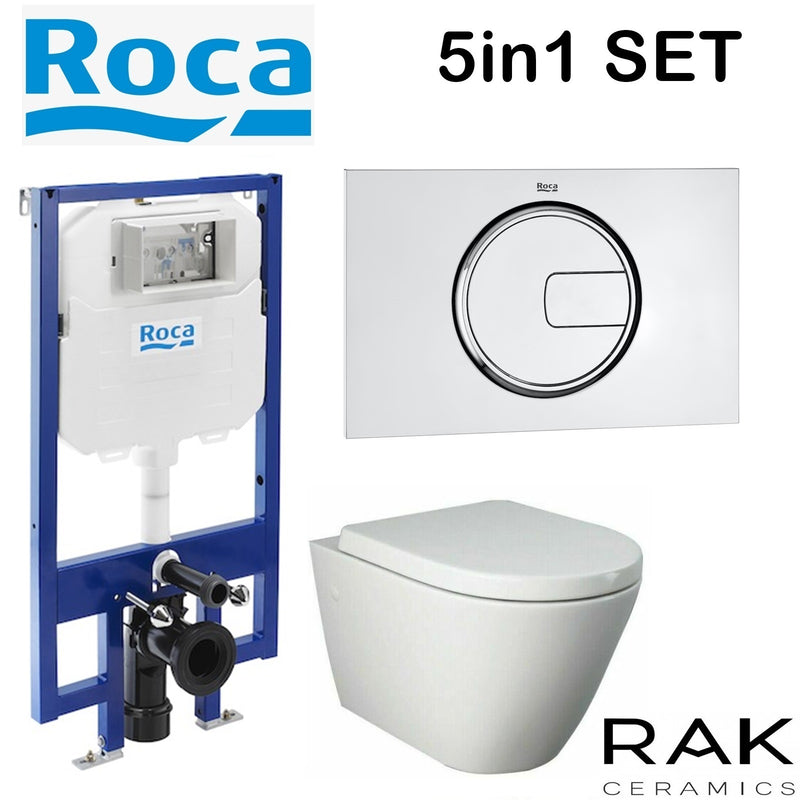 ROCA COMPACT CONCEALED CISTERN WC SLIM 80MM 8900800A0 FRAME RIMLESS WALL HUNG TOILET PAN