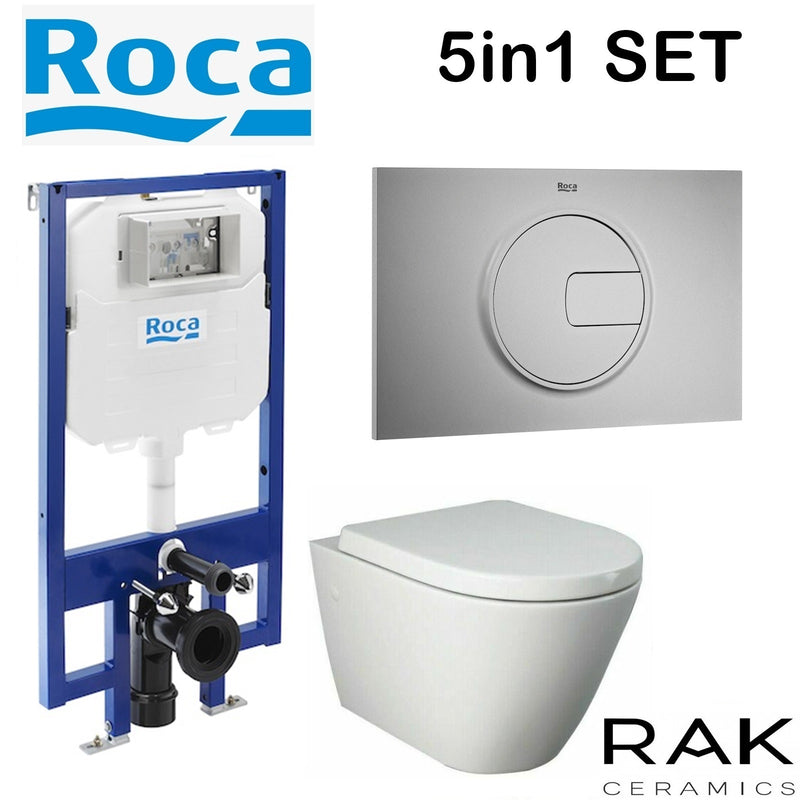 ROCA COMPACT CONCEALED CISTERN WC SLIM 80MM 8900800A0 FRAME RIMLESS WALL HUNG TOILET PAN