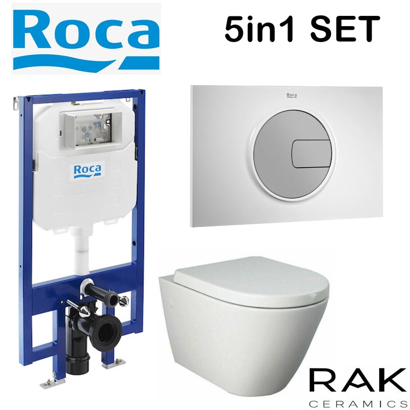 ROCA COMPACT CONCEALED CISTERN WC SLIM 80MM 8900800A0 FRAME RIMLESS WALL HUNG TOILET PAN