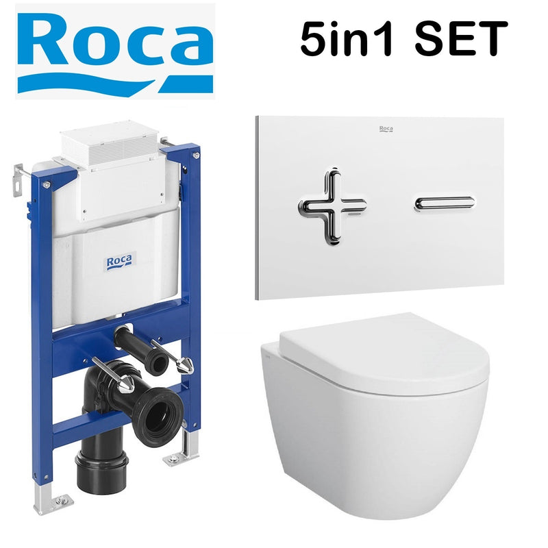 Rimless Toilet Wall Hung Pan Soft Seat Roca Duplo 0.82 Wc Frame Under Window