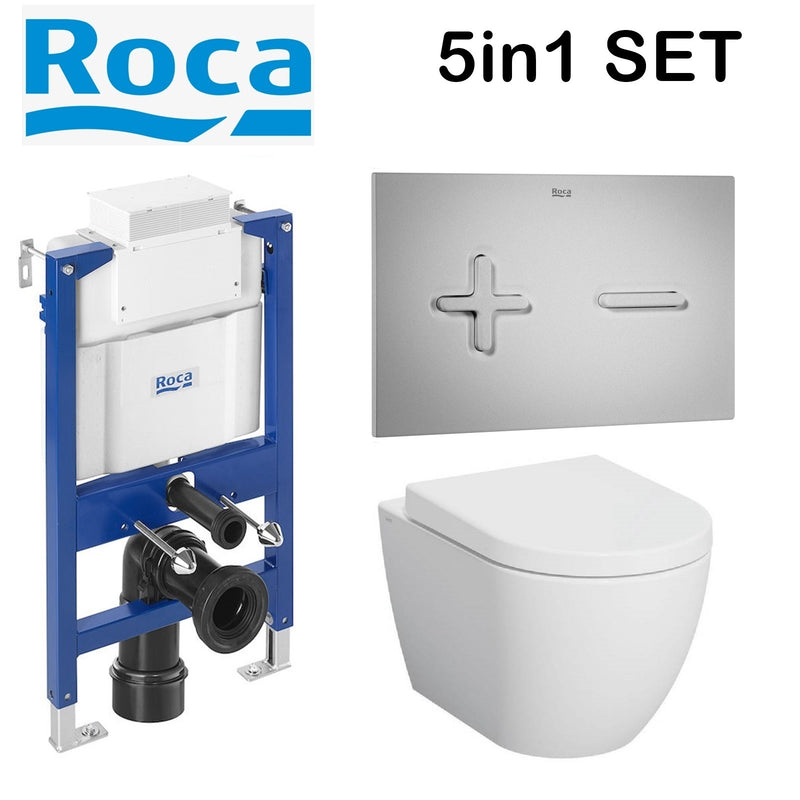 Rimless Toilet Wall Hung Pan Soft Seat Roca Duplo 0.82 Wc Frame Under Window