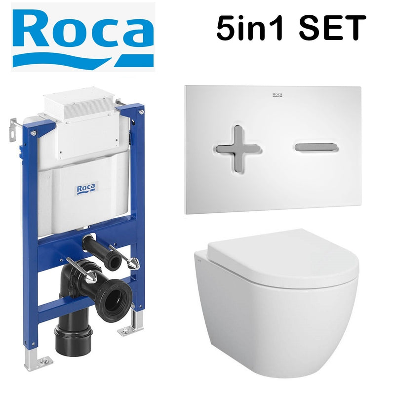 Rimless Toilet Wall Hung Pan Soft Seat Roca Duplo 0.82 Wc Frame Under Window