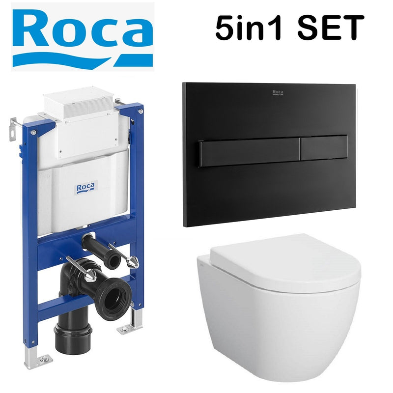 Rimless Toilet Wall Hung Pan Soft Seat Roca Duplo 8901210A0 0.82 Wc Frame Under Window