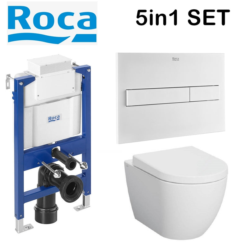 Rimless Toilet Wall Hung Pan Soft Seat Roca Duplo 8901210A0 0.82 Wc Frame Under Window