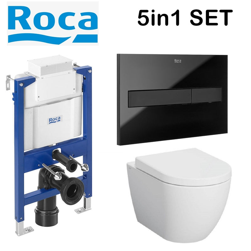 Rimless Toilet Wall Hung Pan Soft Seat Roca Duplo 8901210A0 0.82 Wc Frame Under Window