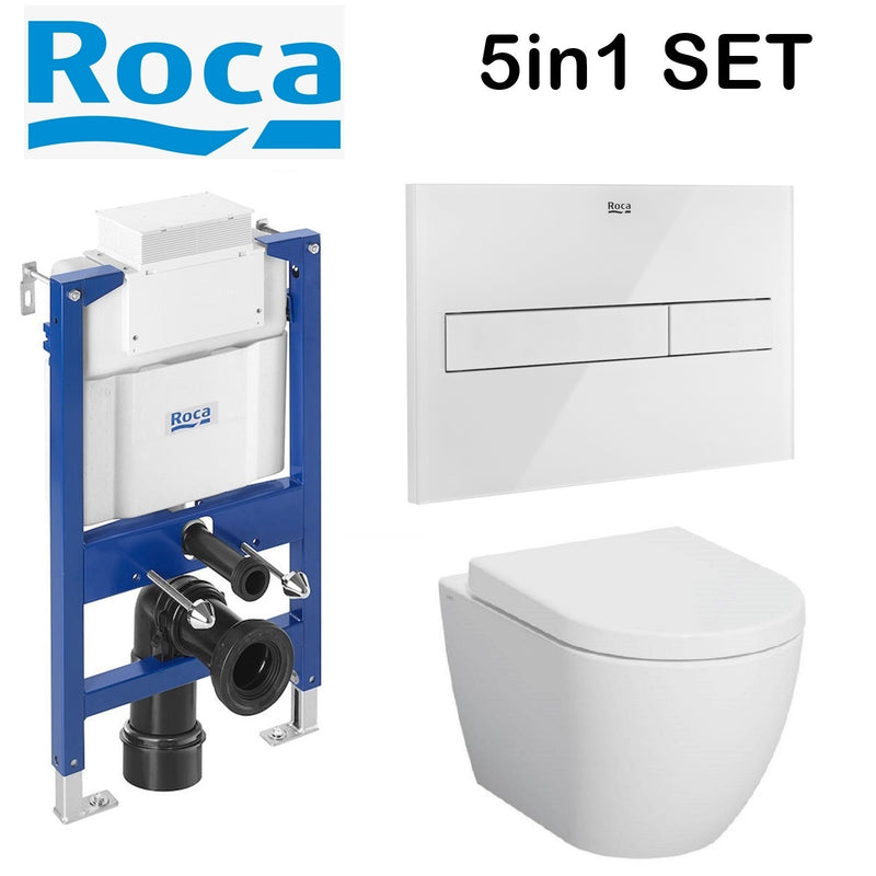 Rimless Toilet Wall Hung Pan Soft Seat Roca Duplo 8901210A0 0.82 Wc Frame Under Window